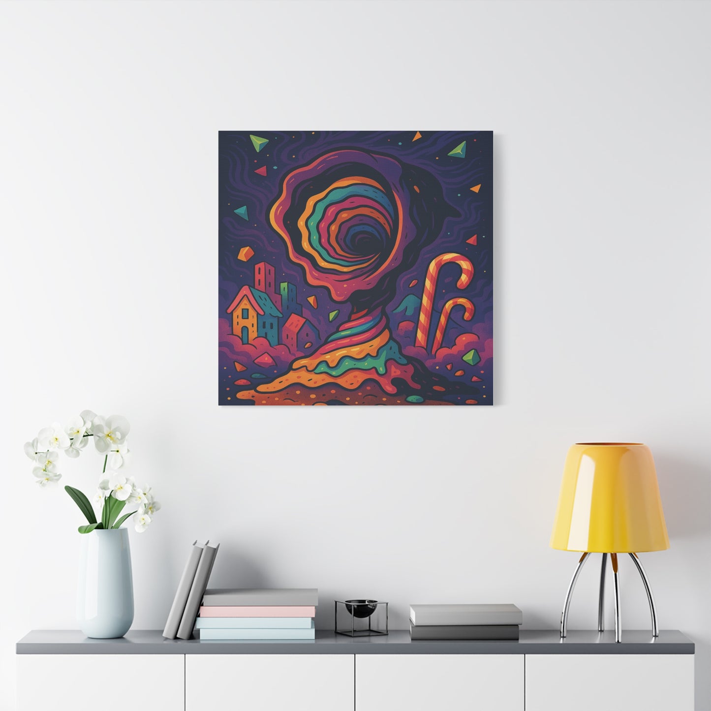 Colorful Abstract Canvas Art – Whimsical Swirl Design for Home Decor