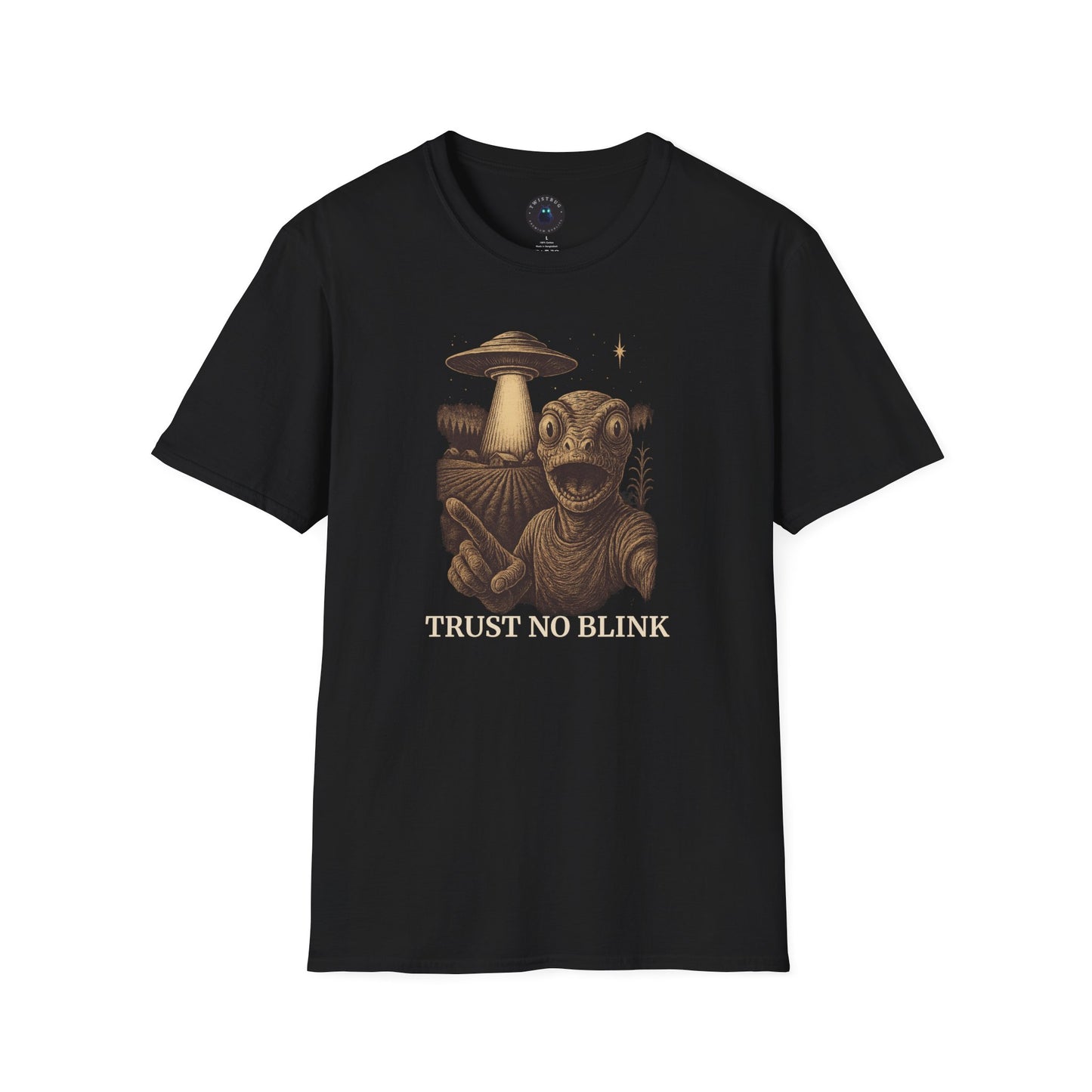 Trust No Blink T-Shirt | Retro UFO Surreal Graphic Tee