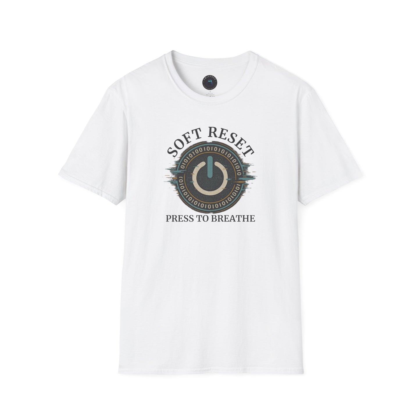 Soft Reset — Press to Breathe (Tech Mindfulness T-Shirt)