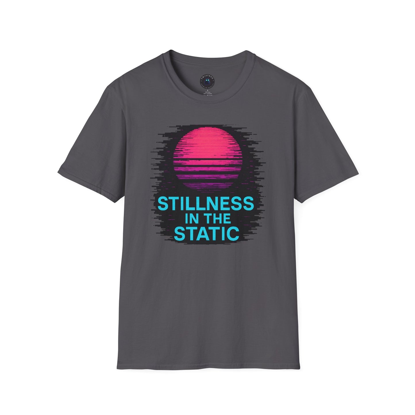 Stillness in the Static T-Shirt – Neon Glitch Sun Tee