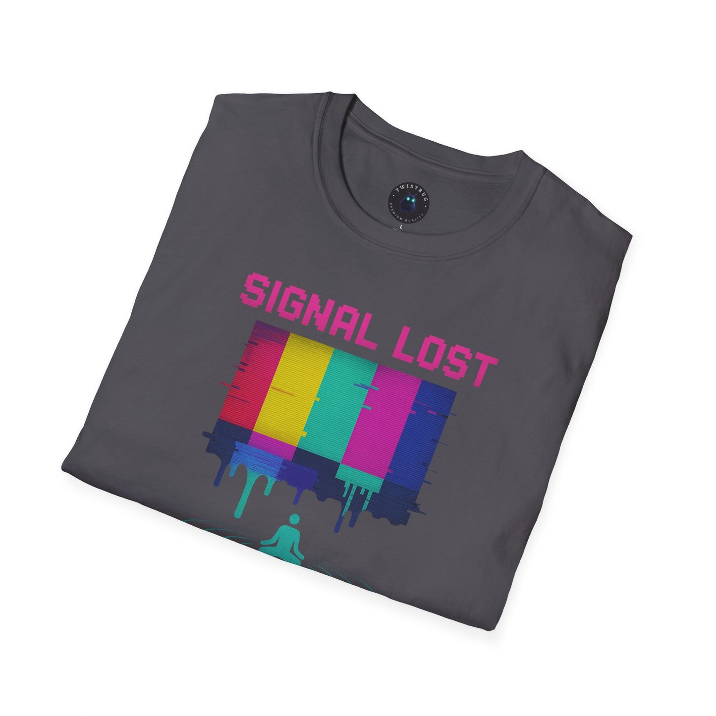 Signal Lost Find Yourself – Retro Glitch Meditation T-Shirt