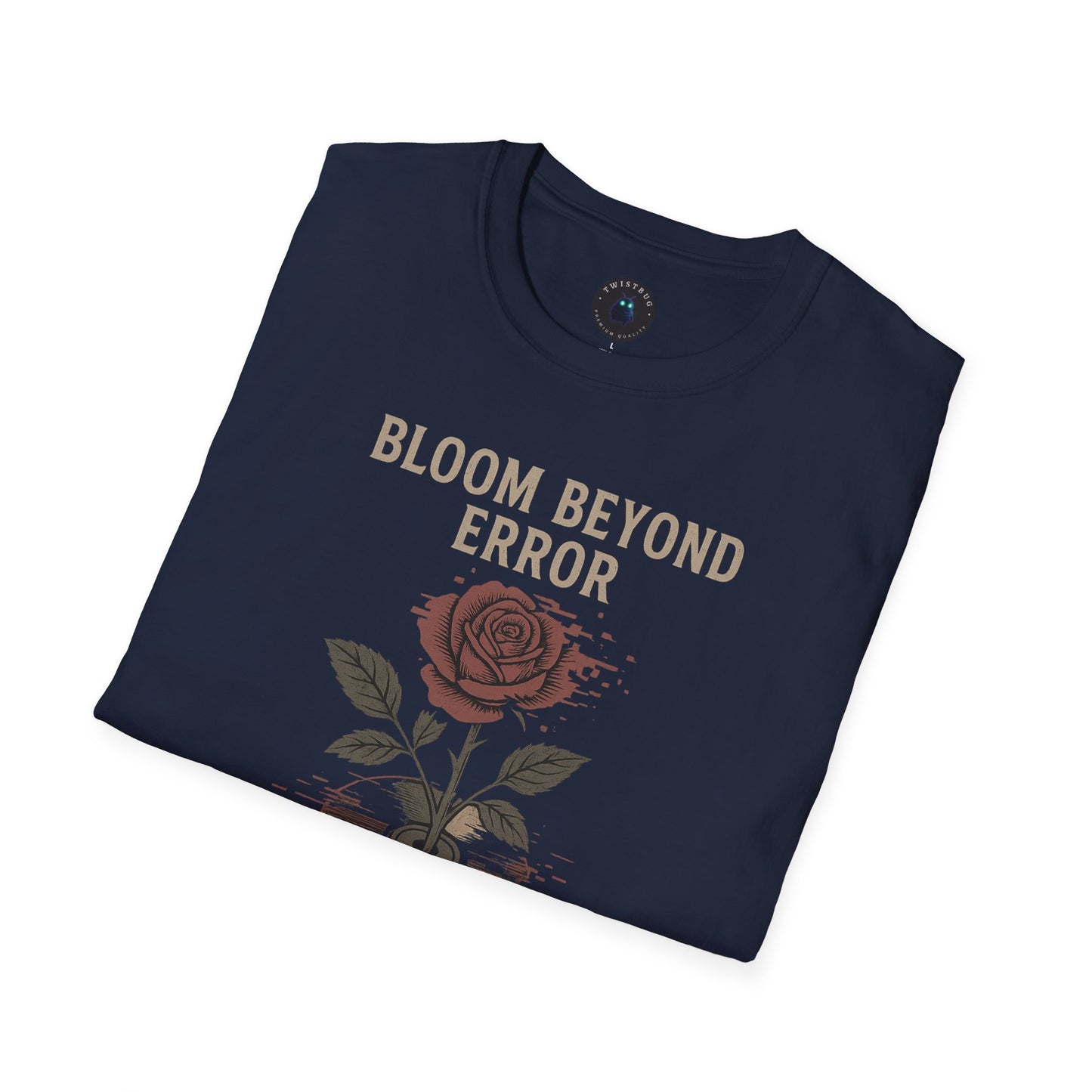 Bloom Beyond Error Tee — Glitched Rose & Floppy Disk Graphic