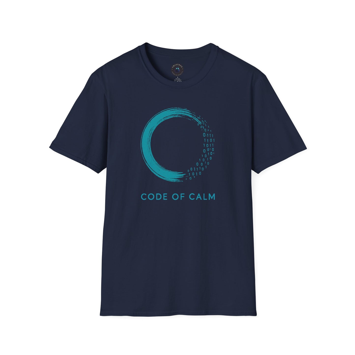 Code of Calm Tee – Zen Enso for Coders, Binary Mindfulness Shirt