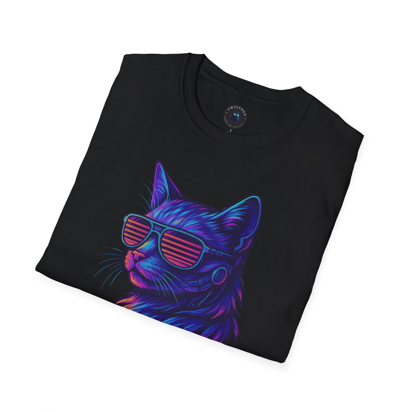 Cyber Cat T-Shirt | Neon Vaporwave Retro Style