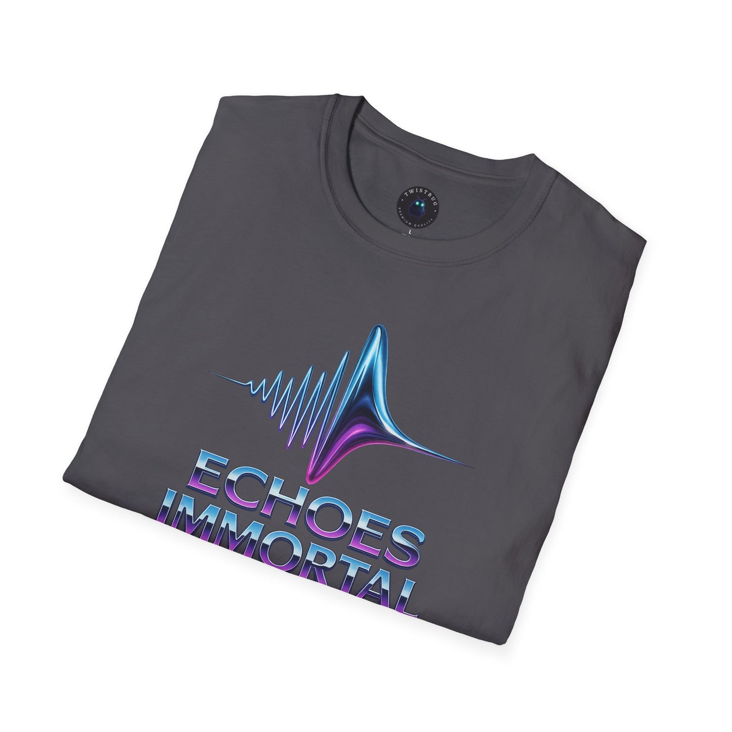 Echoes Immortal T-Shirt – Retrofuturistic Neon Waveform Tee