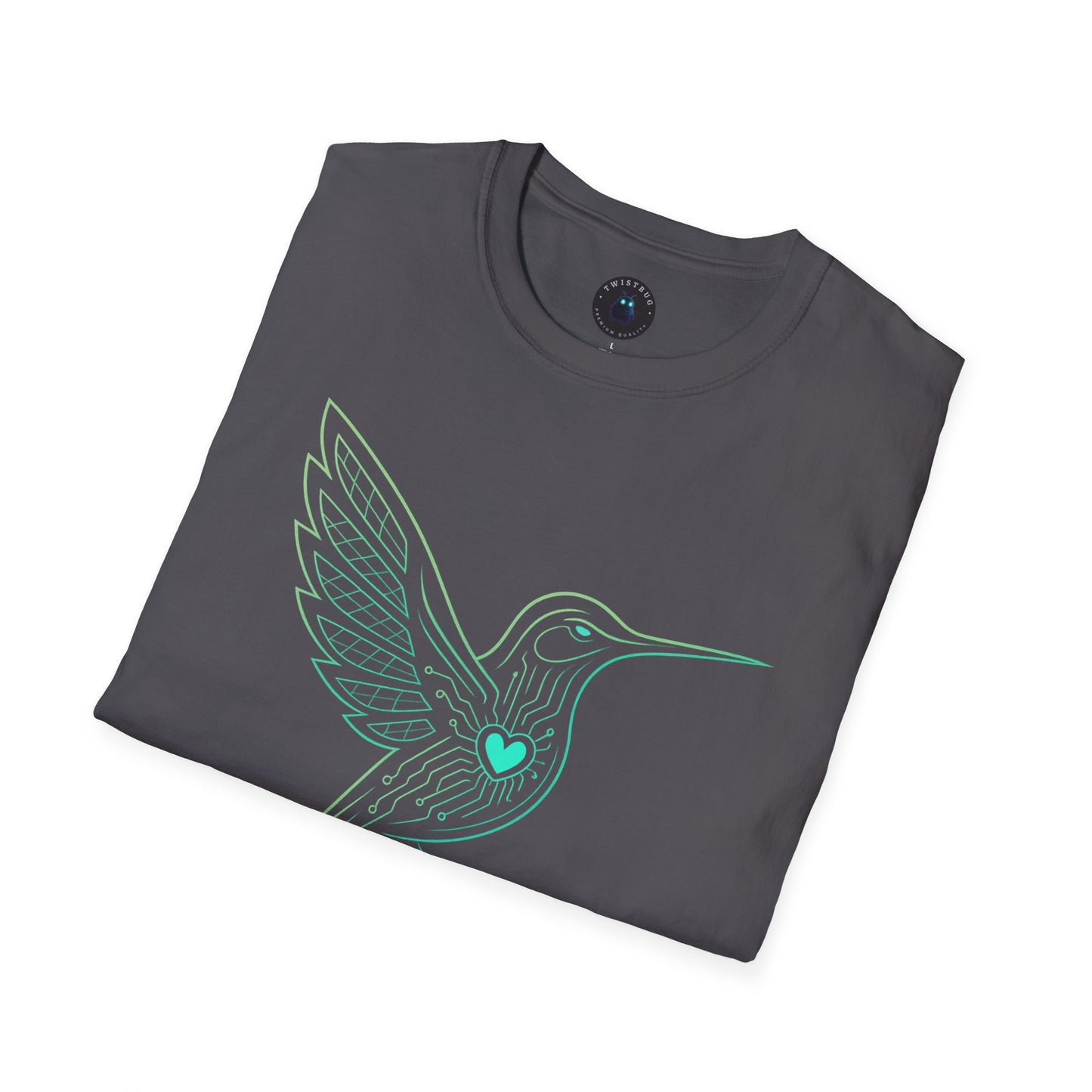 Cyber Hummingbird Tee — Circuit Heart Nature Tech Graphic