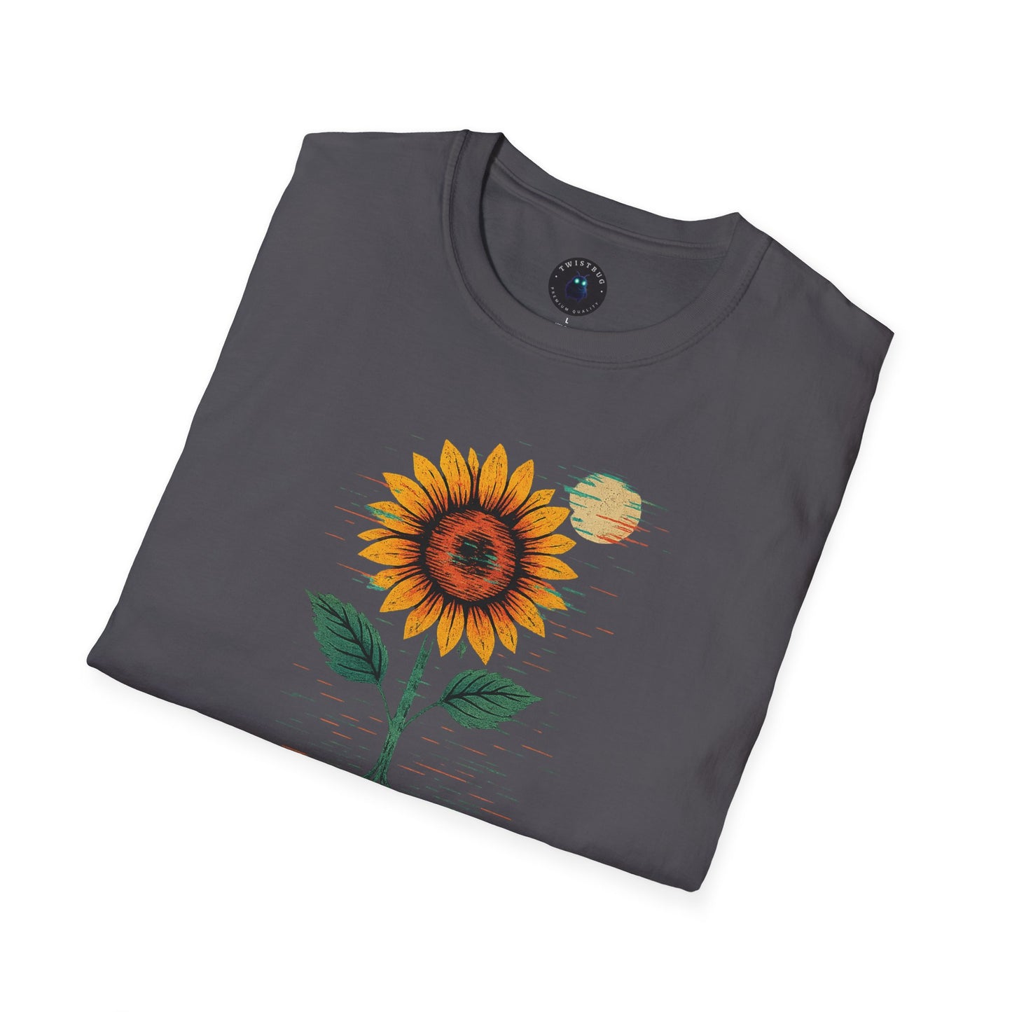 Photosynthesize the static Tee-Glitch Sunflower Retro Graphic T-Shirt