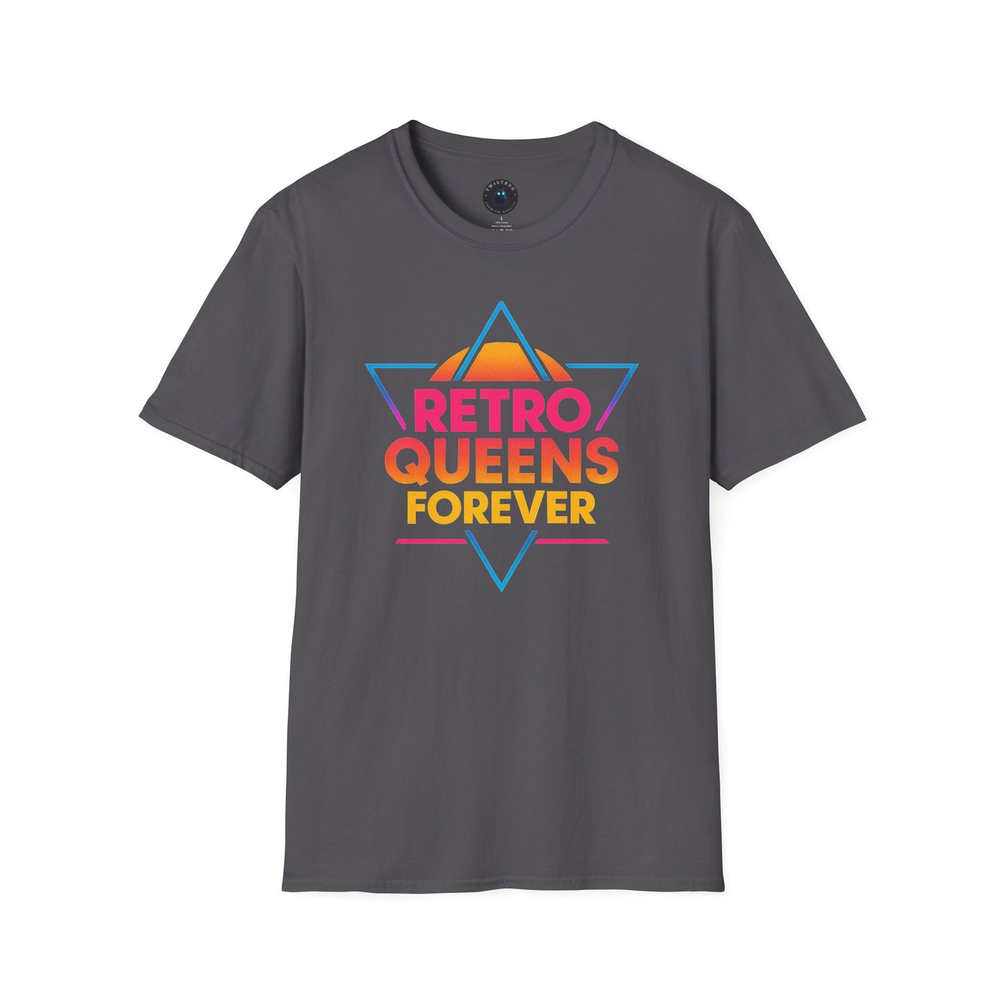 Retro Queens Forever T-Shirt – 80s Neon Triangle Badge Tee