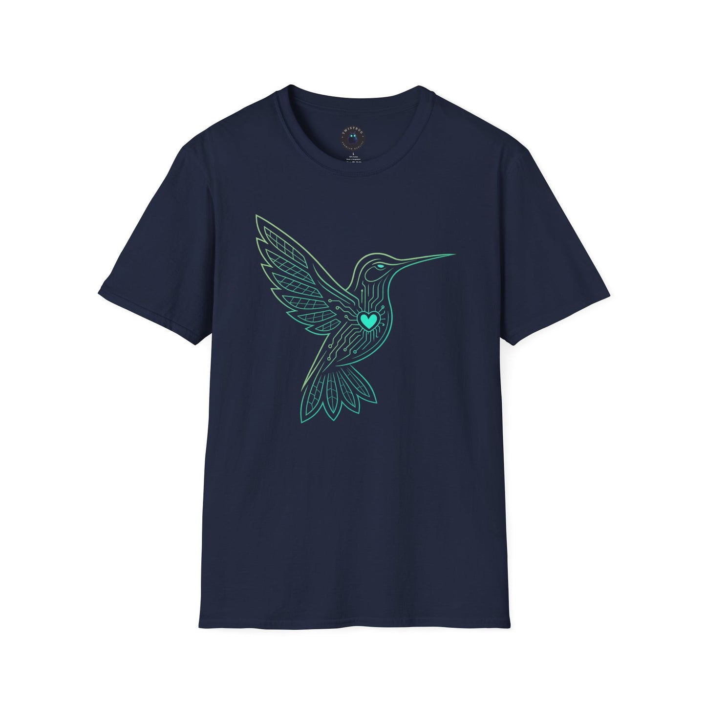 Cyber Hummingbird Tee — Circuit Heart Nature Tech Graphic