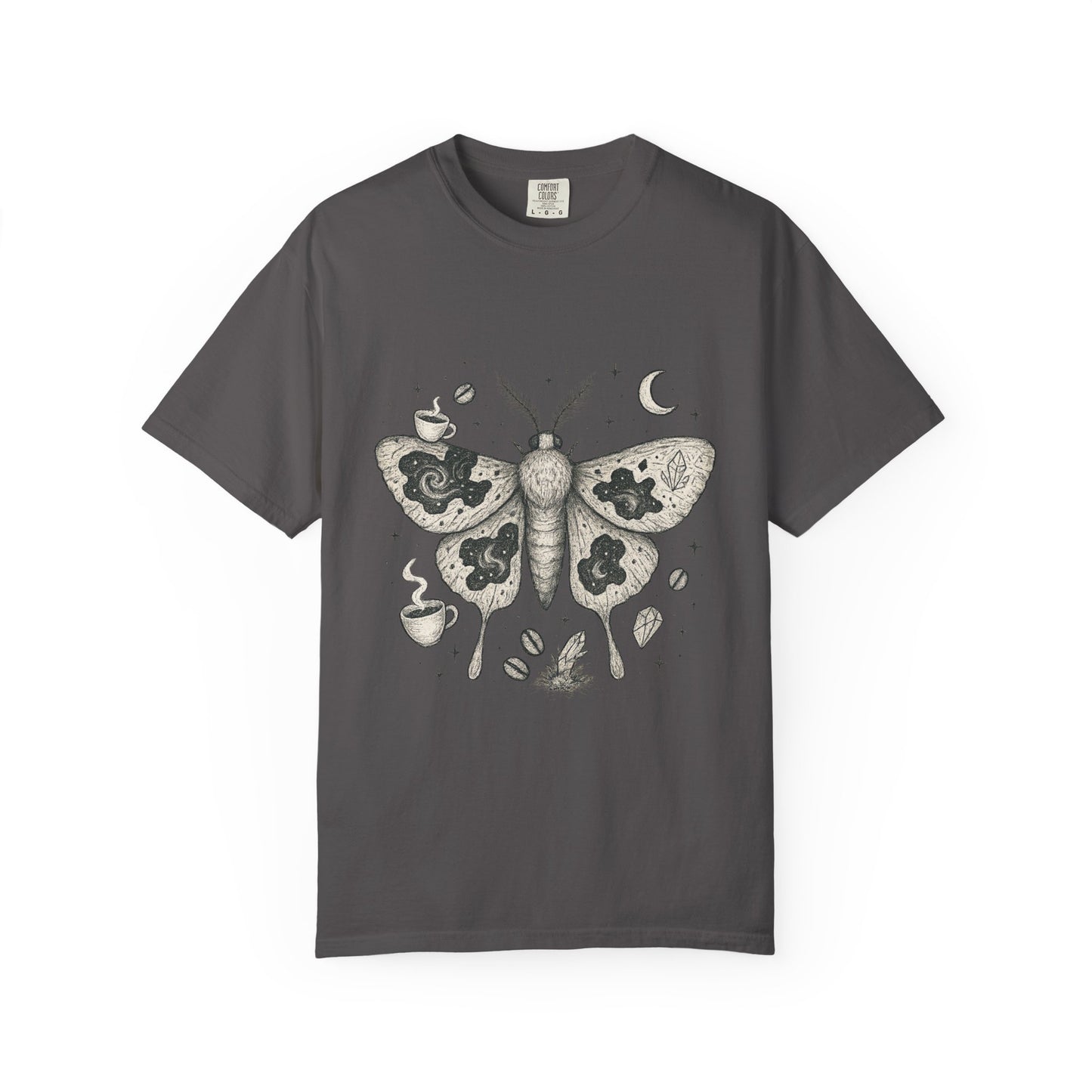 Caffeine Moth T-Shirt – Cosmic Moth Graphic Tee for Night Owls | Twistbug