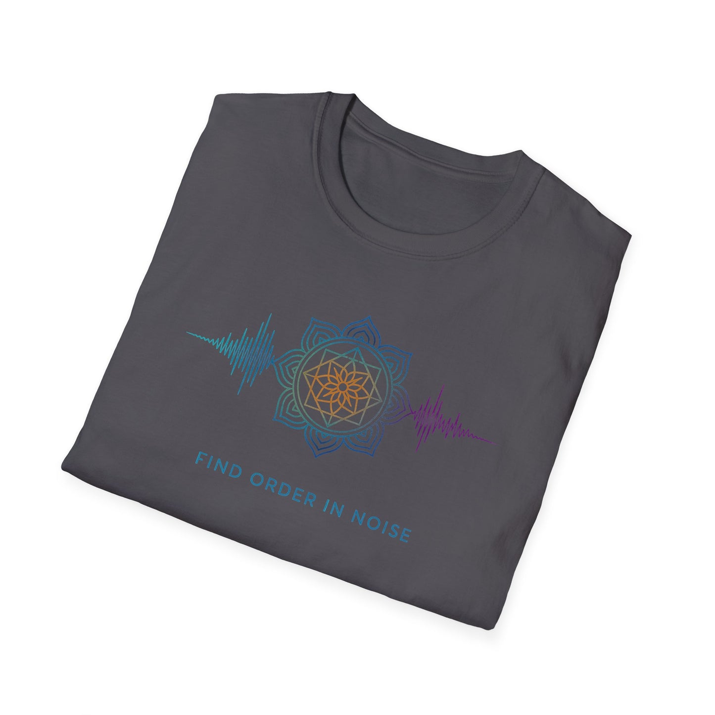 Find Order in Noise Tee — Sacred Geometry Soundwave Graphic