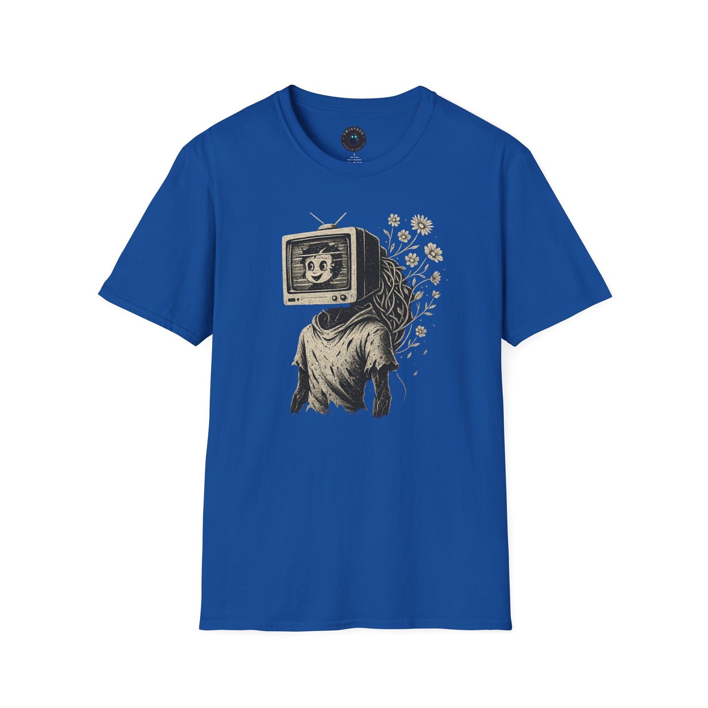 Blooming Static – Retro TV Head Surreal T-Shirt