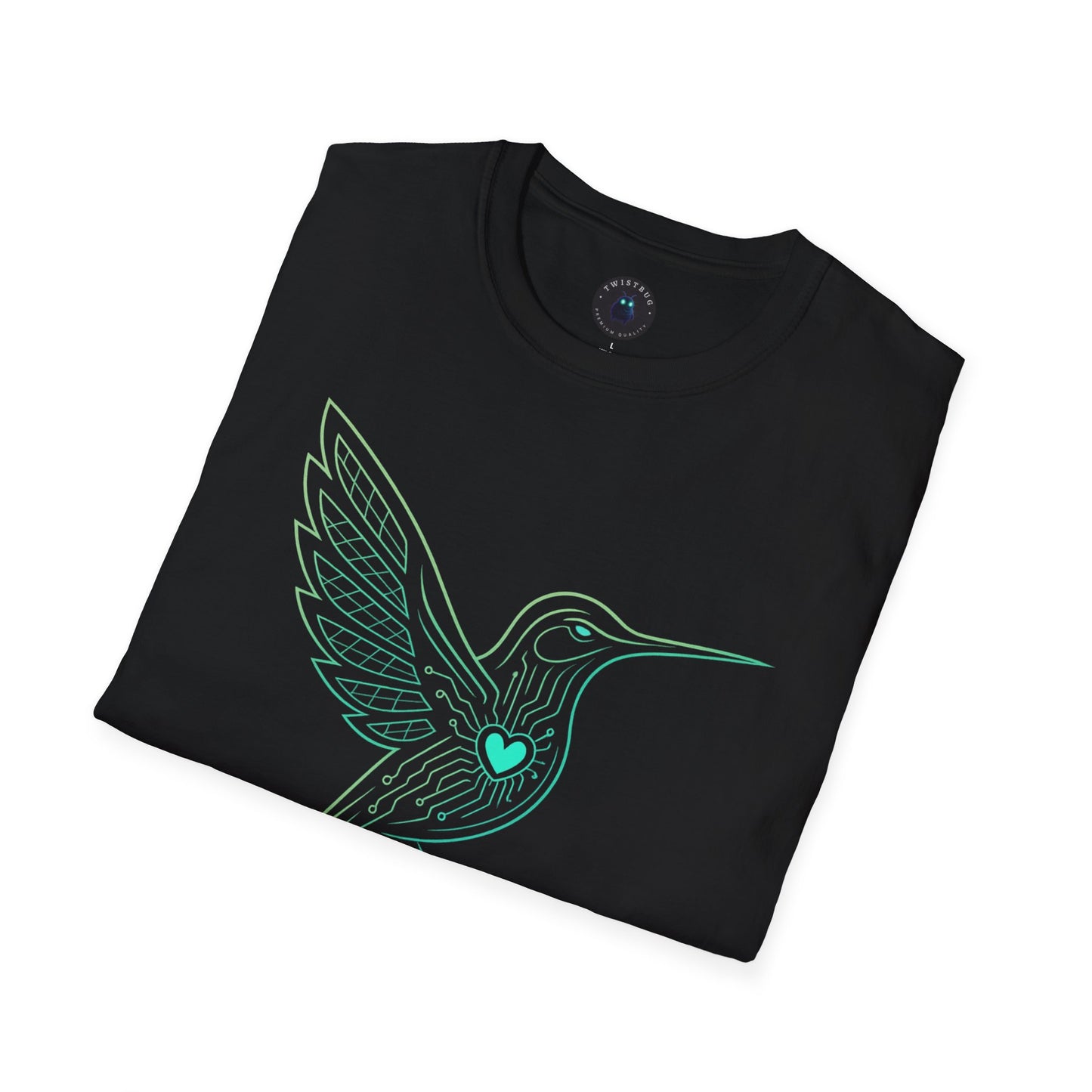 Cyber Hummingbird Tee — Circuit Heart Nature Tech Graphic