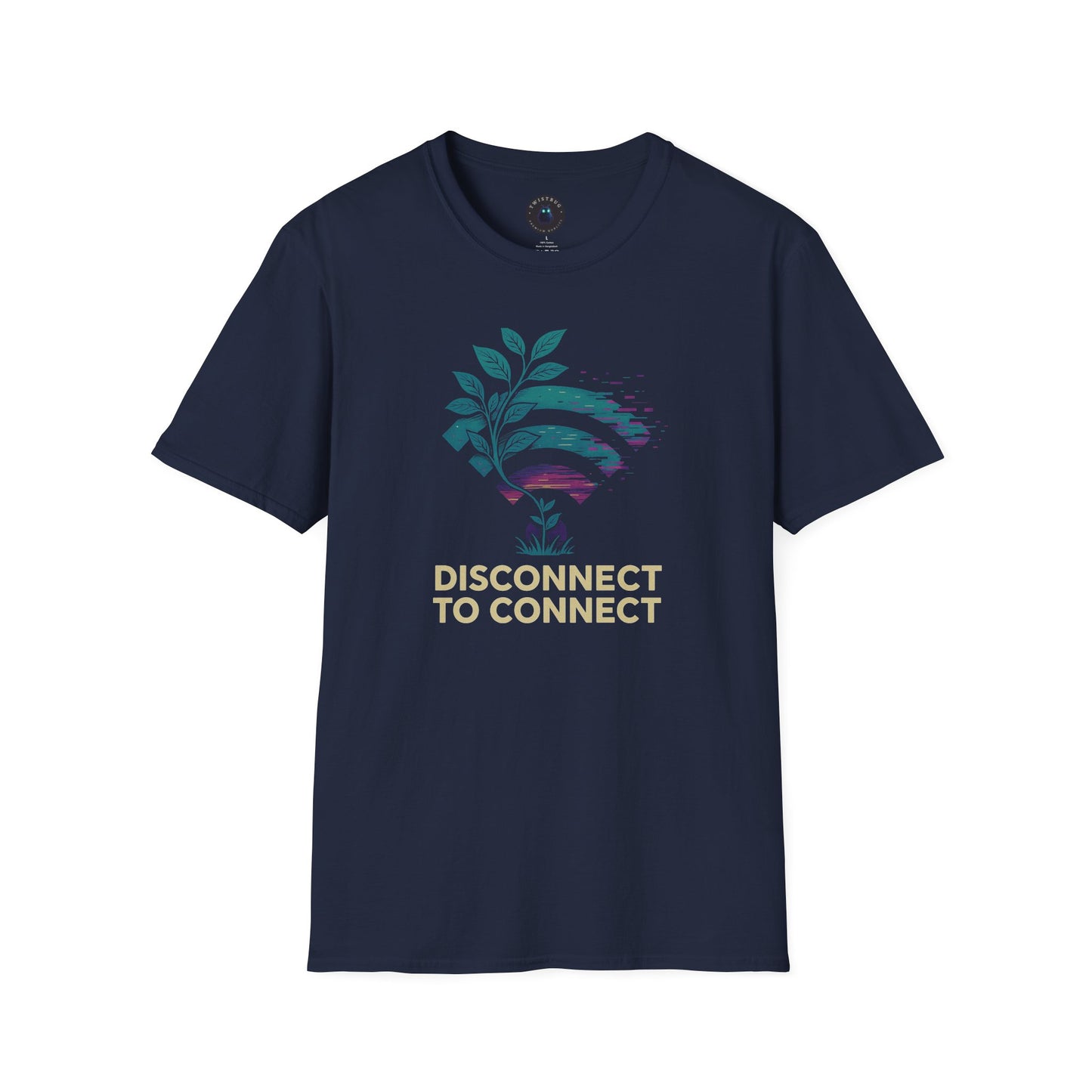 Disconnect to Connect – Glitch Wi-Fi × Nature Graphic T-Shirt