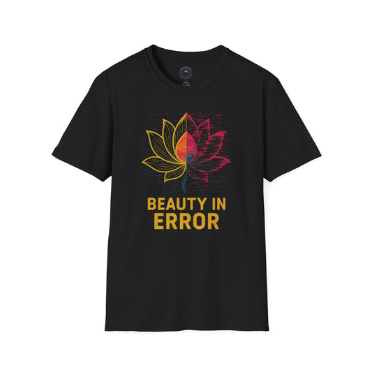 Beauty in Error T-Shirt – Glitch Lotus Mindfulness Tee