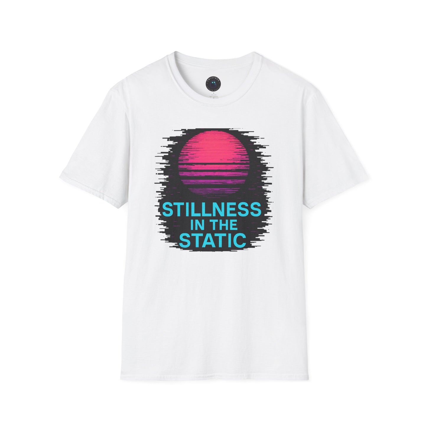 Stillness in the Static T-Shirt – Neon Glitch Sun Tee