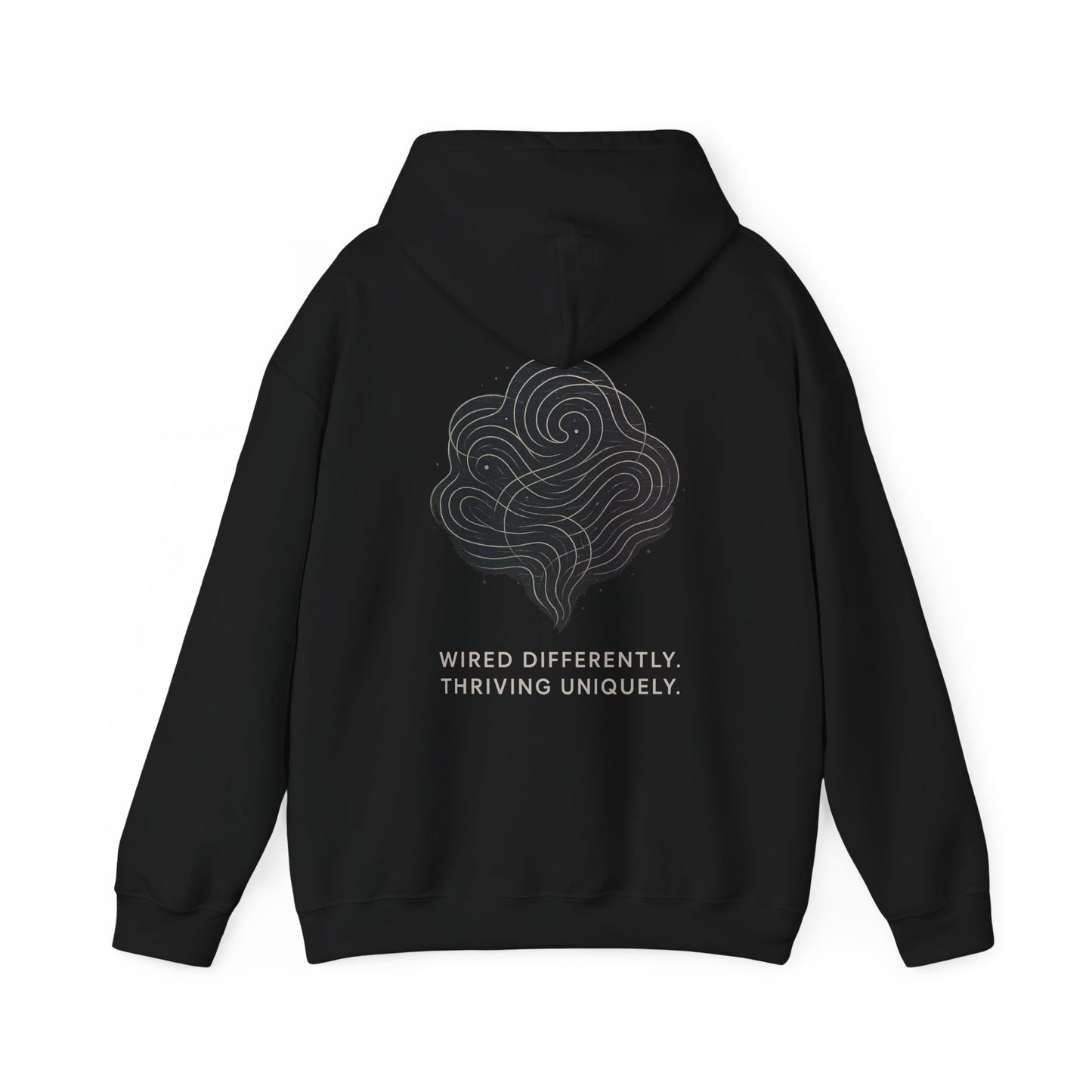 Neurodivergent Minimalist Hoodie – “Wired Differently” Soft-Line Brain Design