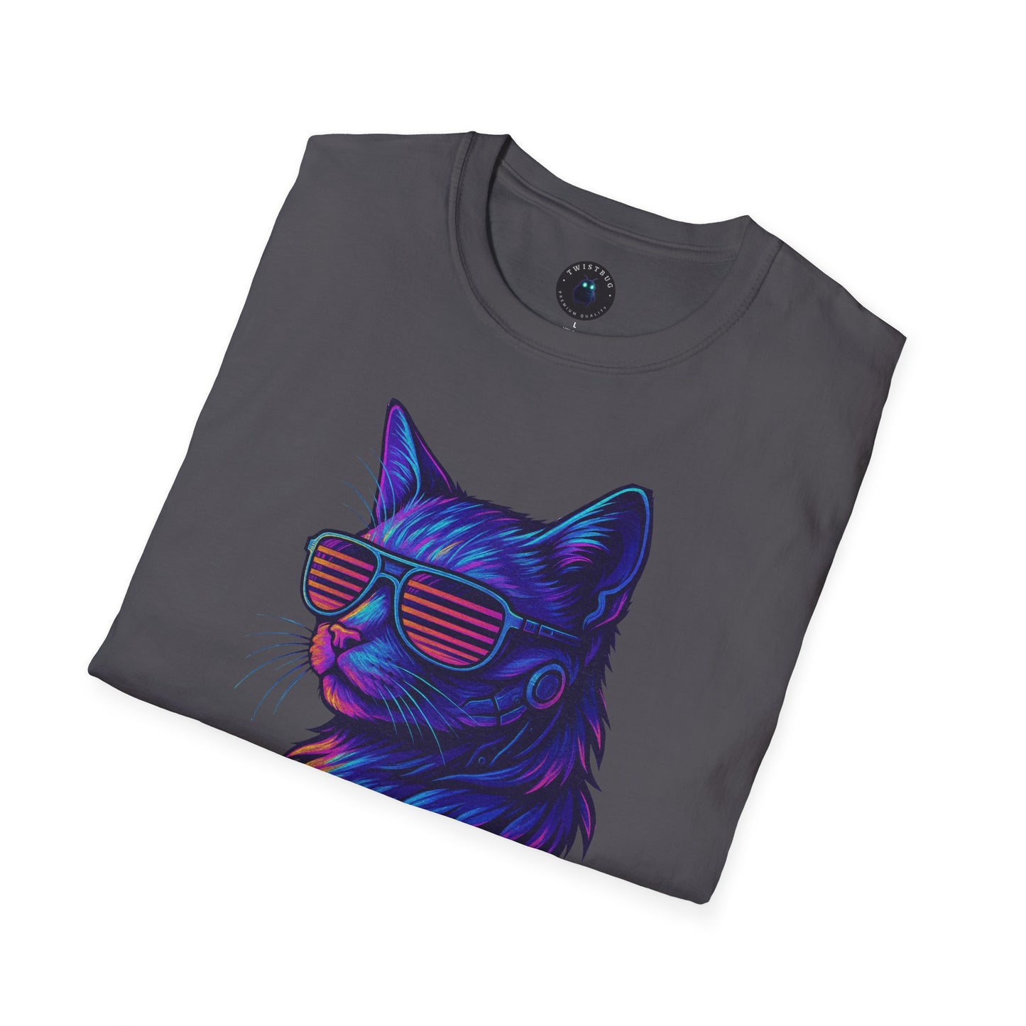 Cyber Cat T-Shirt | Neon Vaporwave Retro Style