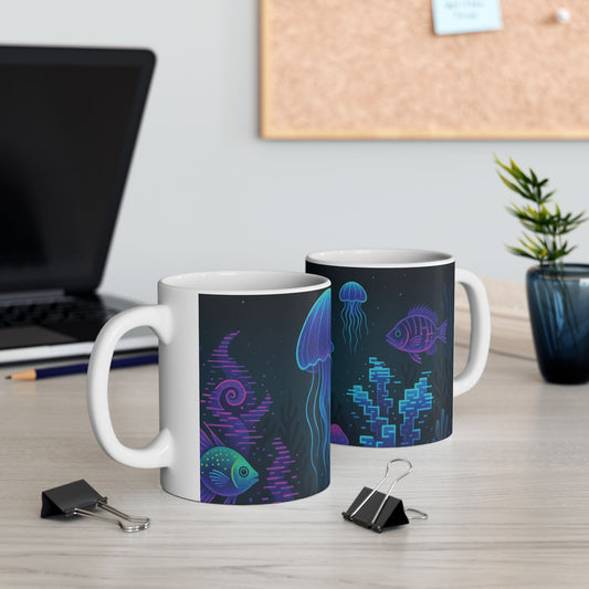 Colorful Jellyfish Ceramic Mug - 11oz & 15oz Ocean Vibe Drinkware