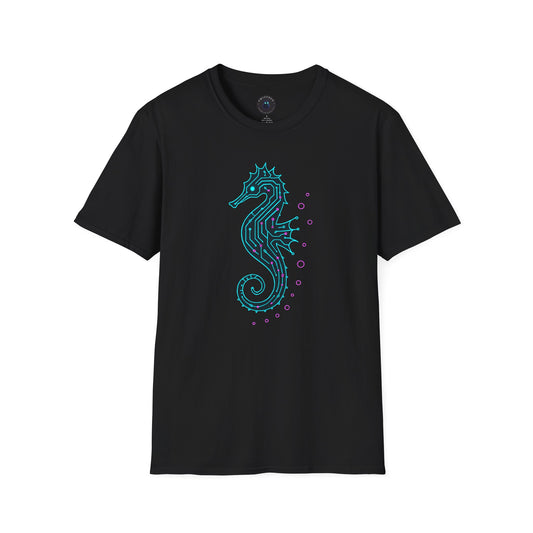 Cyber Seahorse T-Shirt | Futuristic Ocean Design