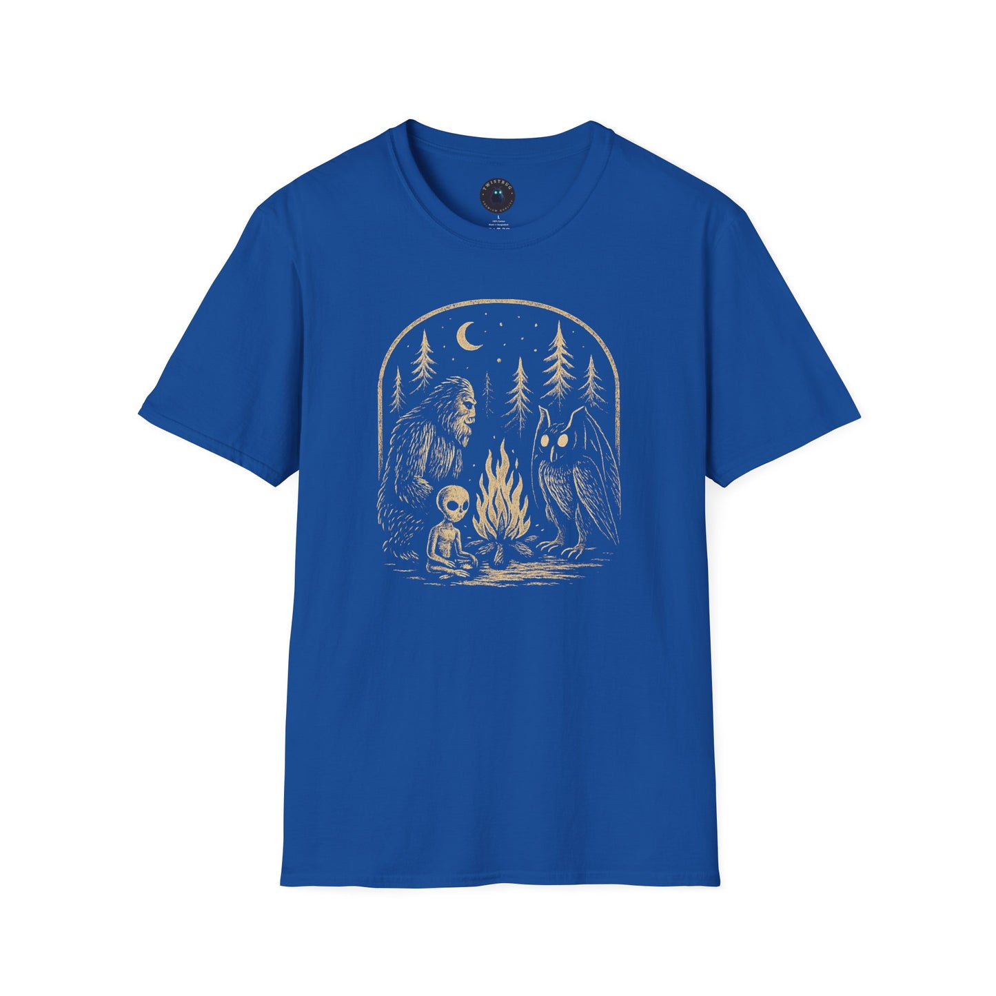 Campfire Cryptids – Bigfoot, Alien & Mothman Night Forest T-Shirt