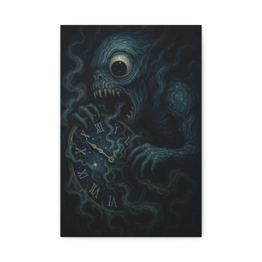 Monstrous Clock Canvas Art - Unique Home Decor for Horror Lovers
