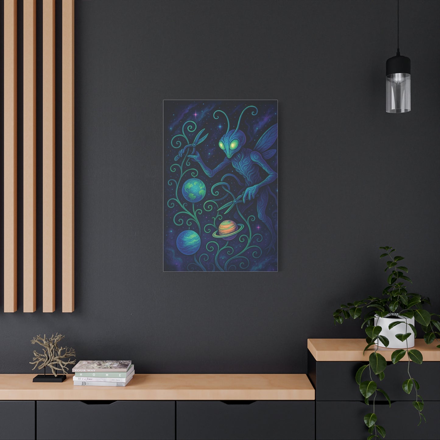 Mystical Space Moth Canvas Wall Art - Vibrant Alien-Inspired Décor