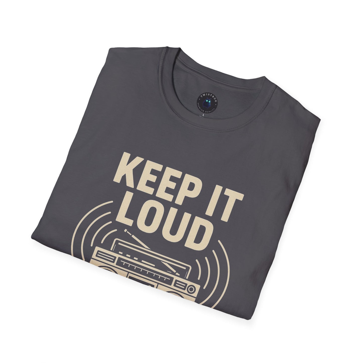 Keep It Loud Boombox Tee | Retro ’80s Music Graphic