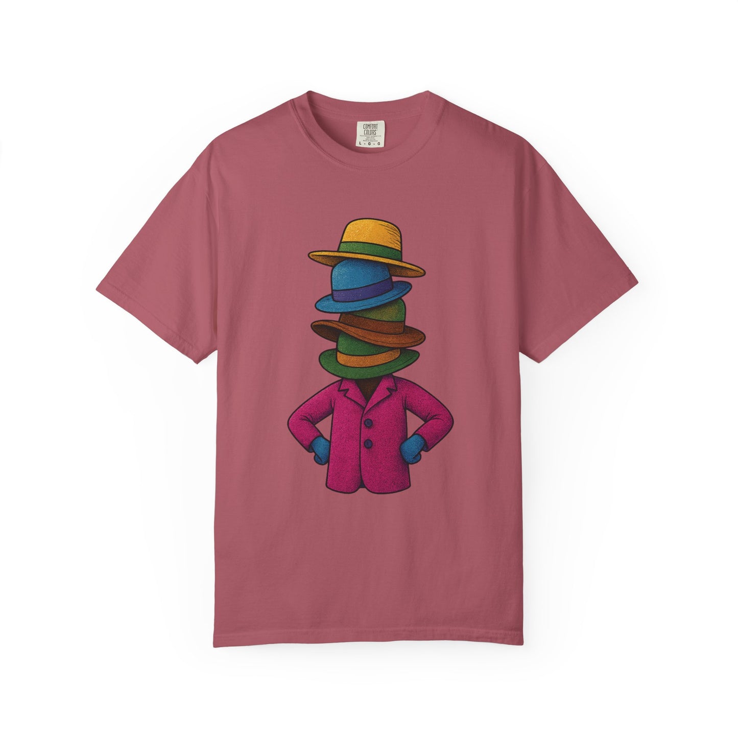 Many Hats T-Shirt – Surreal Hat Stack Character Graphic Tee | Twistbug