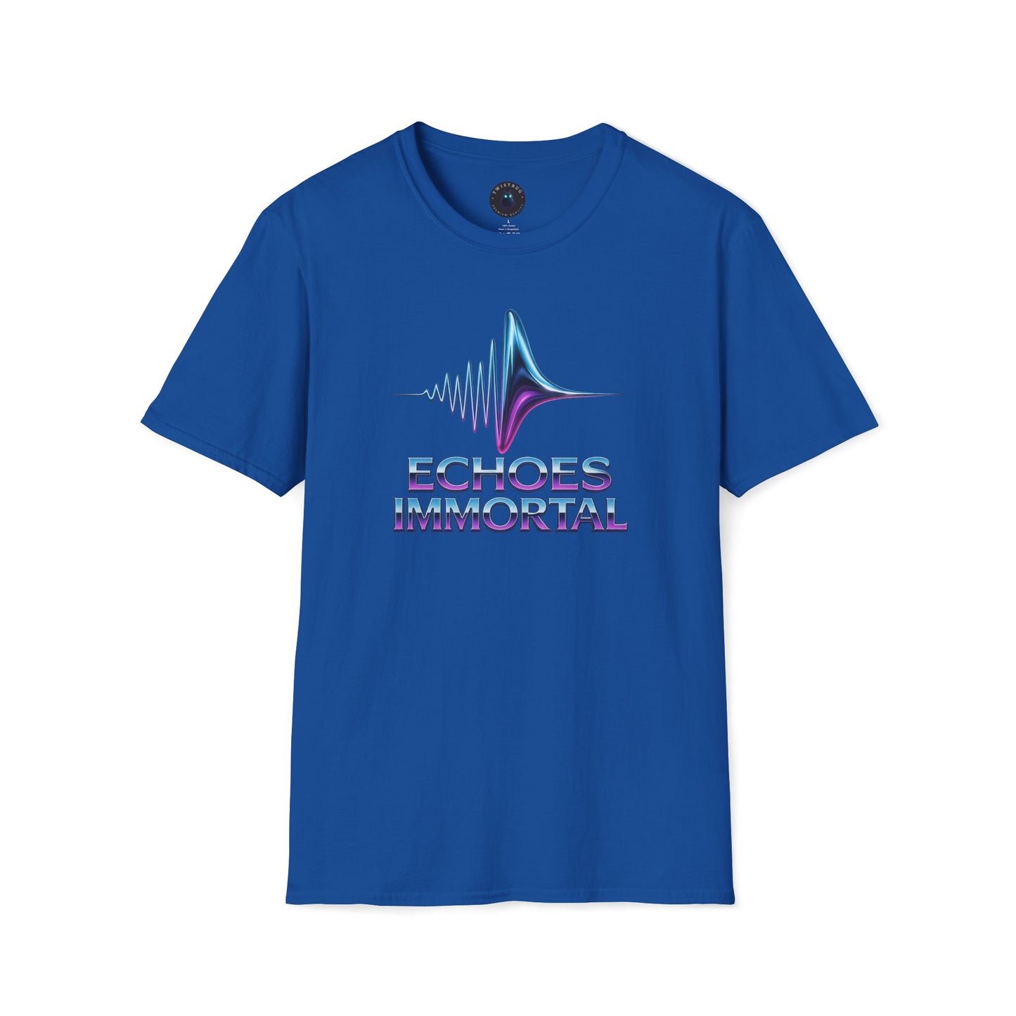Echoes Immortal T-Shirt – Retrofuturistic Neon Waveform Tee
