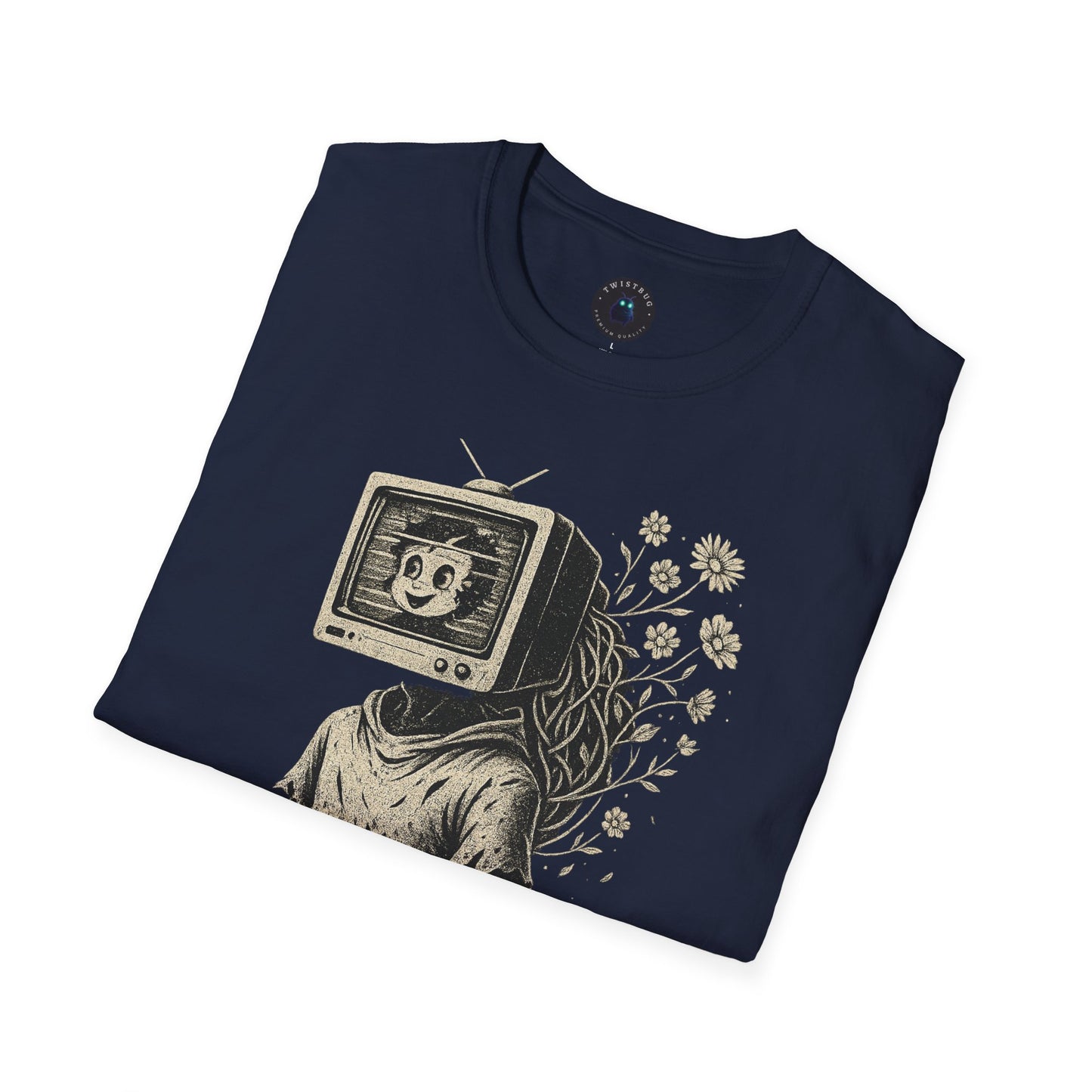 Blooming Static – Retro TV Head Surreal T-Shirt