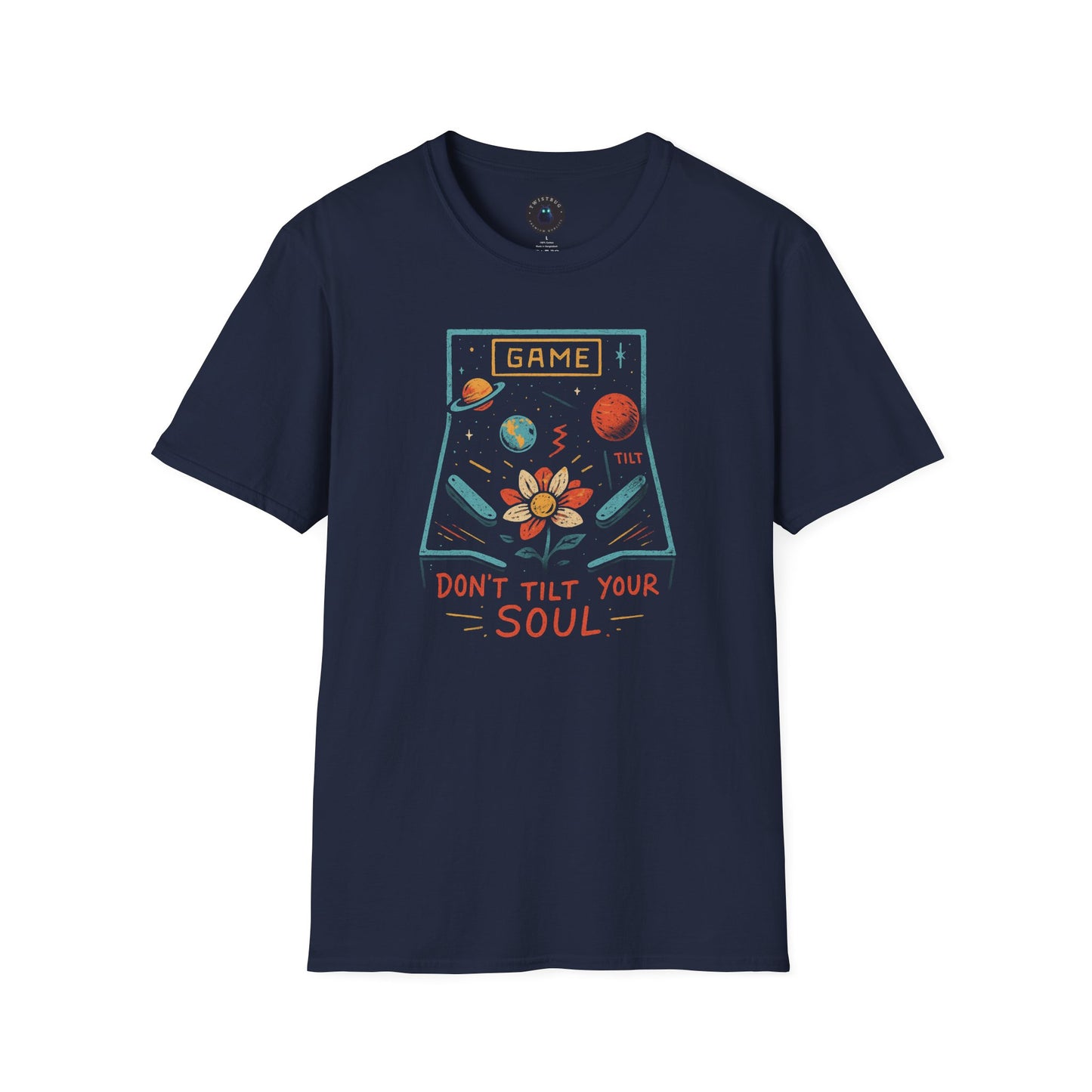Don’t Tilt Your Soul Retro Pinball T-Shirt | Cosmic Arcade Graphic Tee