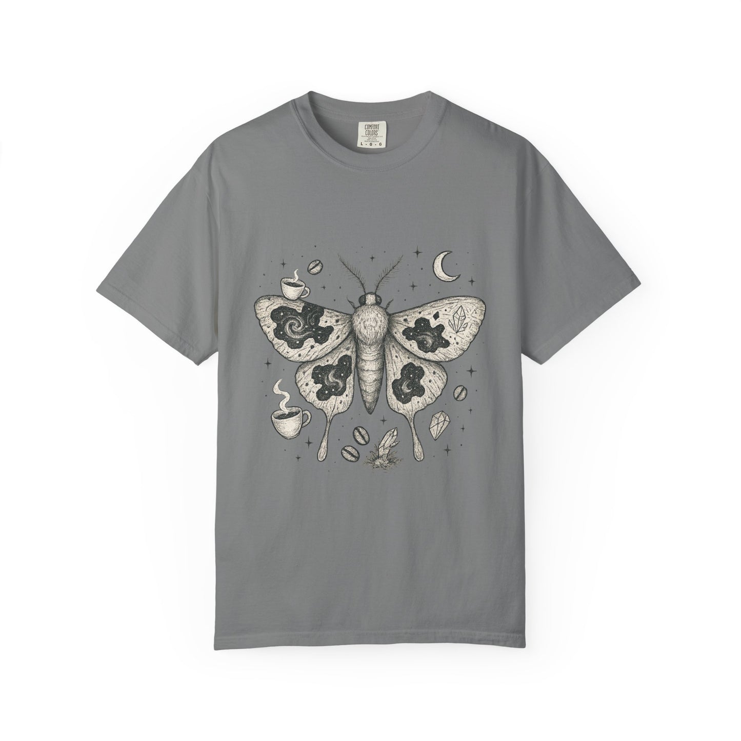 Caffeine Moth T-Shirt – Cosmic Moth Graphic Tee for Night Owls | Twistbug