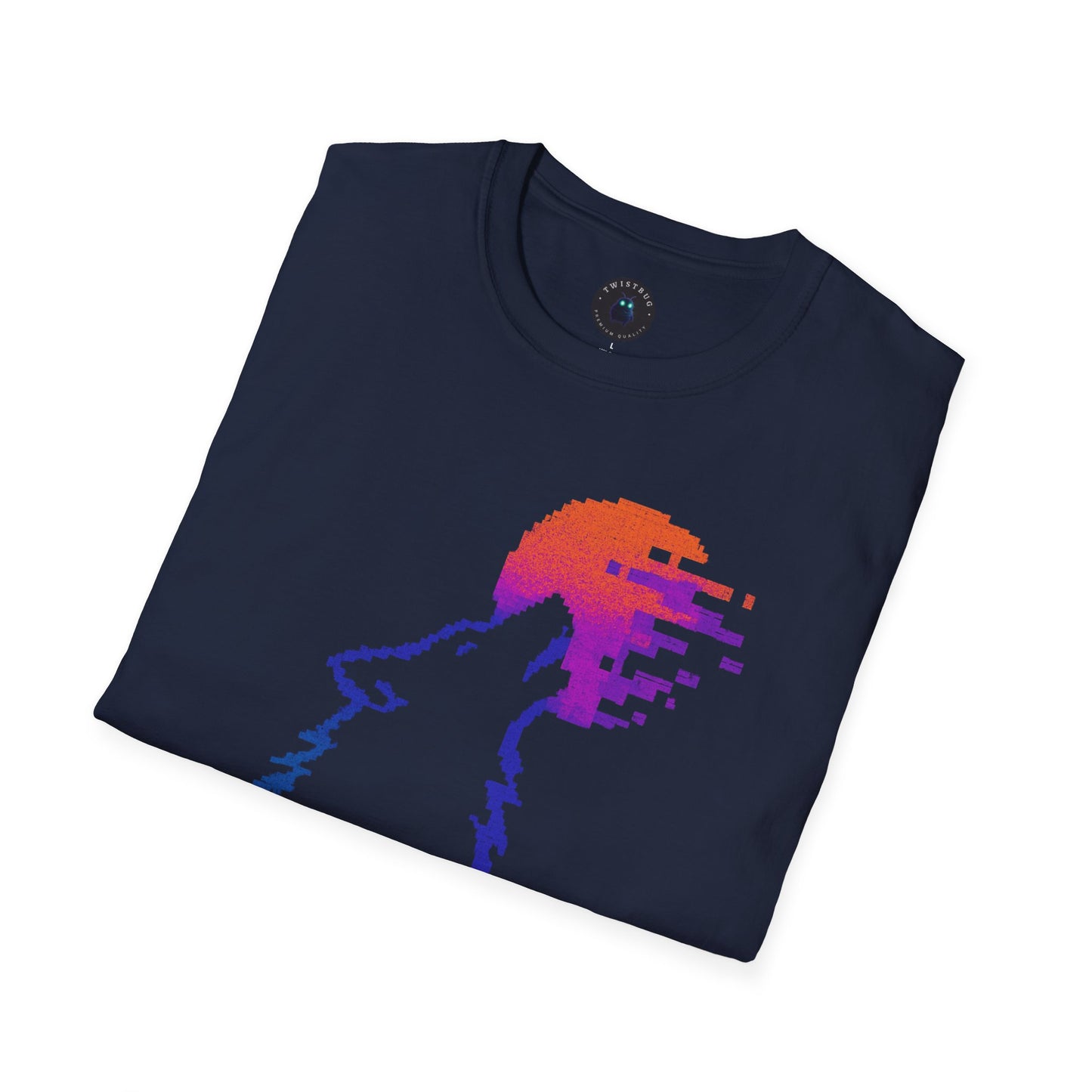 Pixel Howl T-Shirt – Glitch Sunset Wolf 8-Bit Tee
