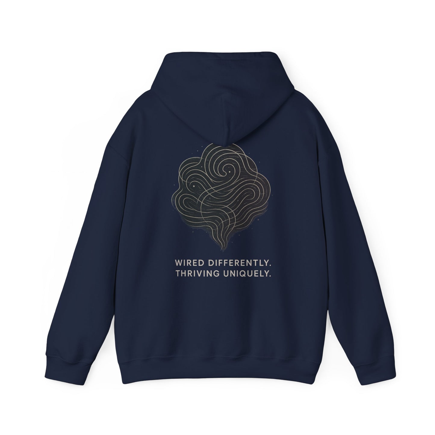 Neurodivergent Minimalist Hoodie – “Wired Differently” Soft-Line Brain Design