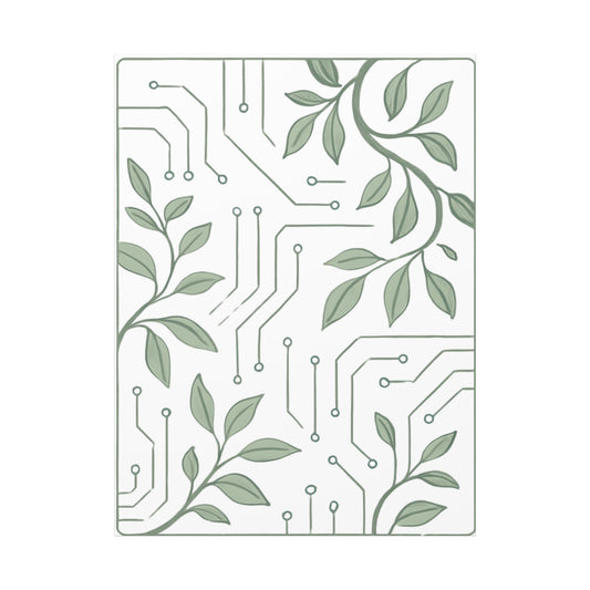Green Circuitry Leaf Wall Art Canvas - Modern Home Decor