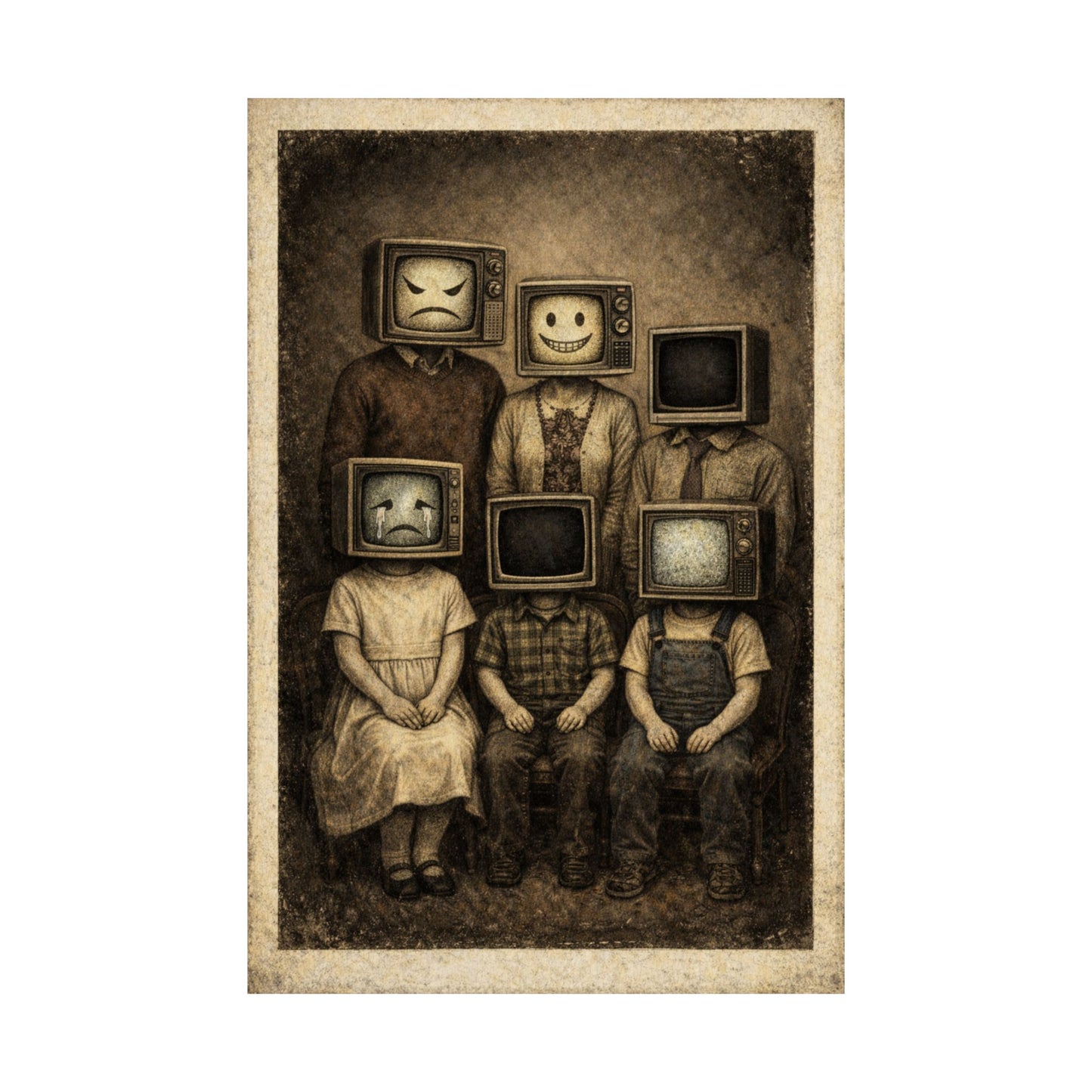 Retro TV Family — Vintage Surreal Wall Art