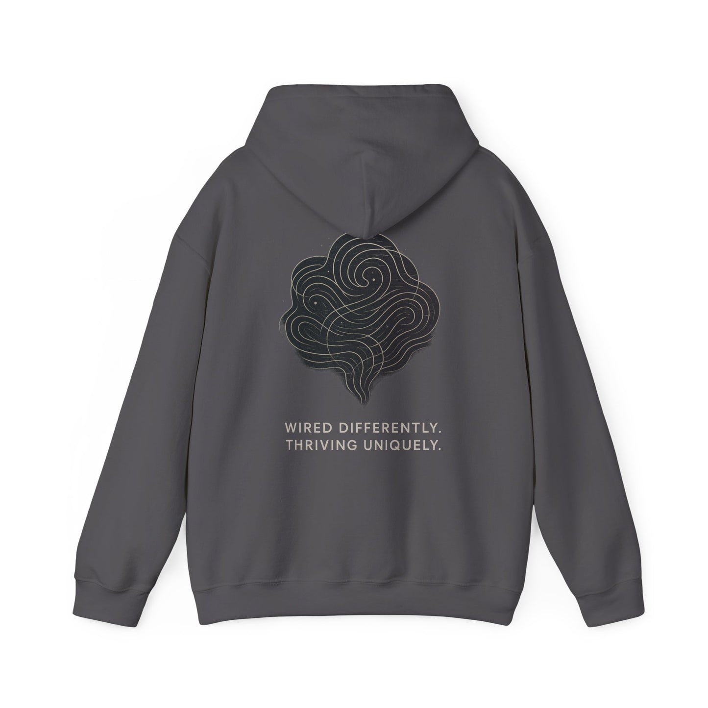 Neurodivergent Minimalist Hoodie – “Wired Differently” Soft-Line Brain Design