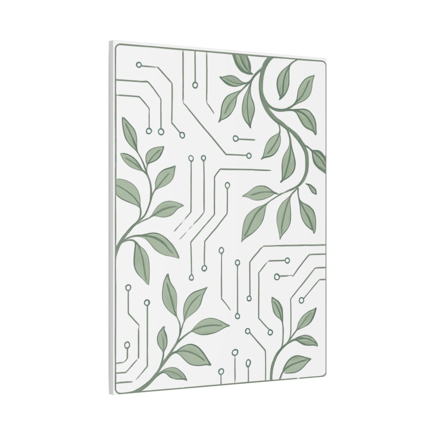 Green Circuitry Leaf Wall Art Canvas - Modern Home Decor