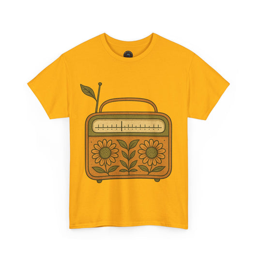 Analog Bloom T-Shirt – Vintage Floral Radio Graphic Tee | Twistbug