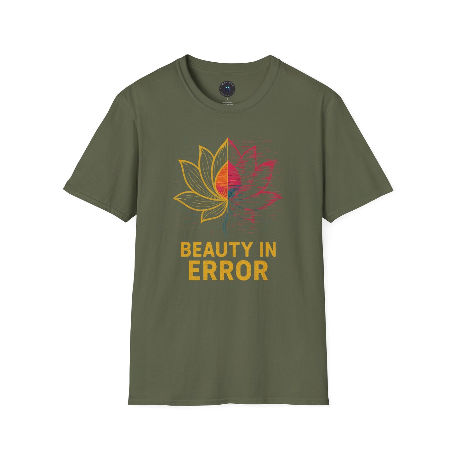 Beauty in Error T-Shirt – Glitch Lotus Mindfulness Tee