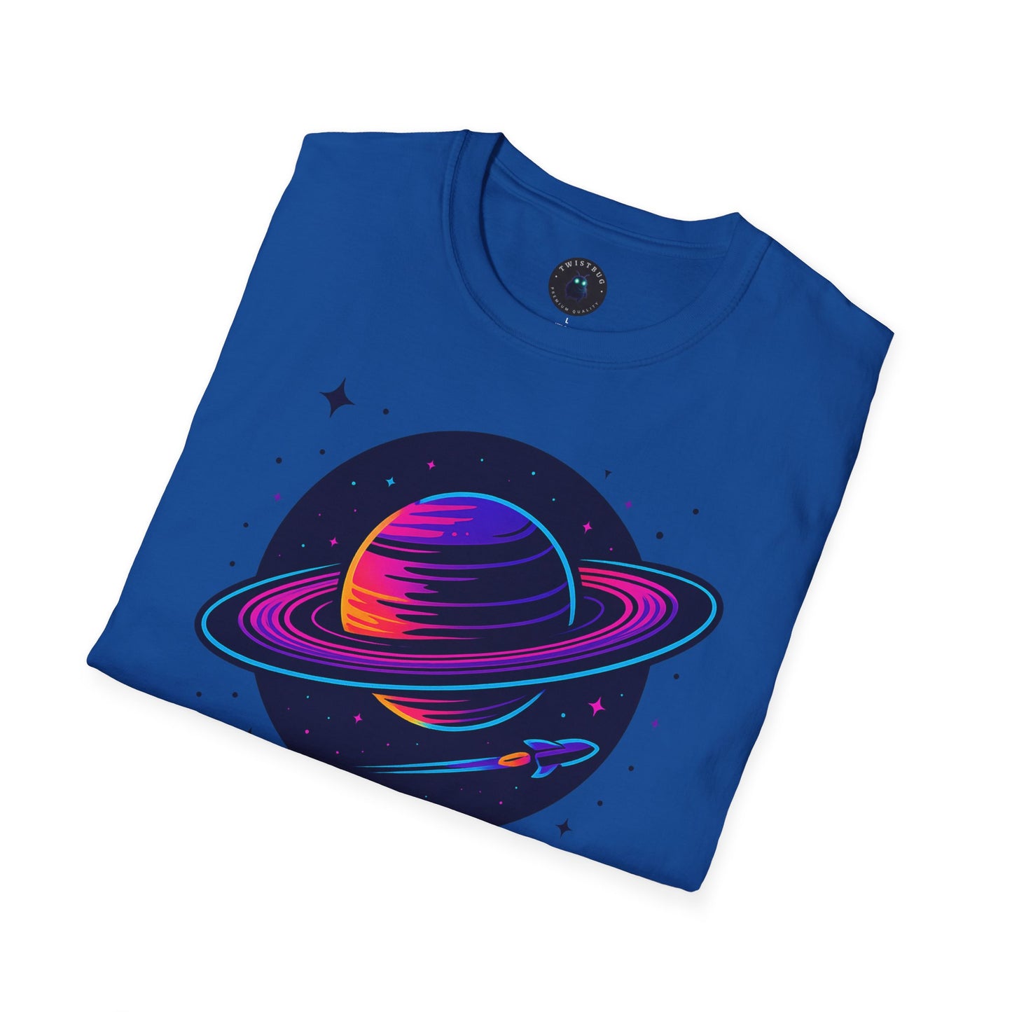 Neon Saturn Synthwave T-Shirt – Retro 80s Space Planet Tee