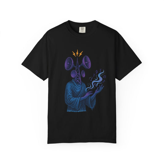 Signal Prophet T-Shirt – Surreal Broadcast Monk Graphic Tee | Twistbug