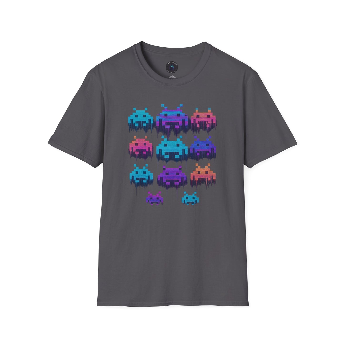 Pixel Invaders Glitch T-Shirt – Retro Arcade Space Aliens Tee