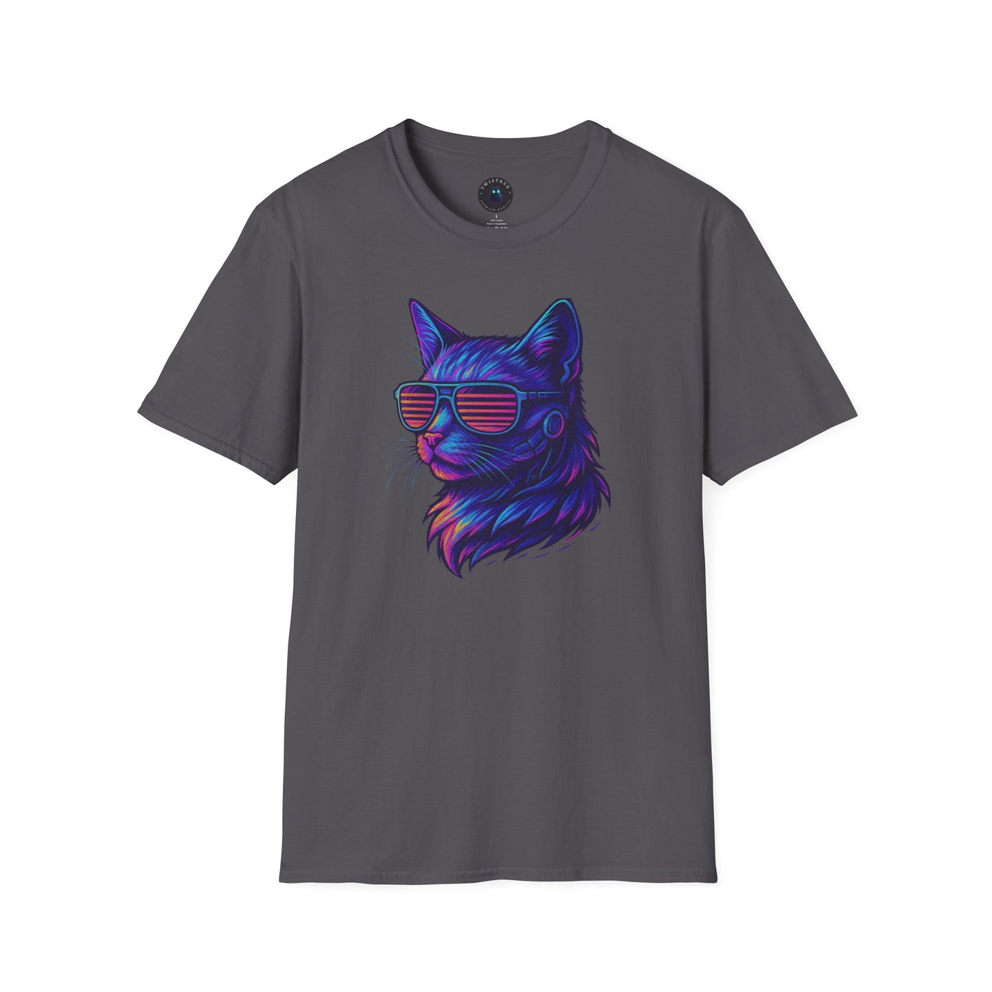 Cyber Cat T-Shirt | Neon Vaporwave Retro Style