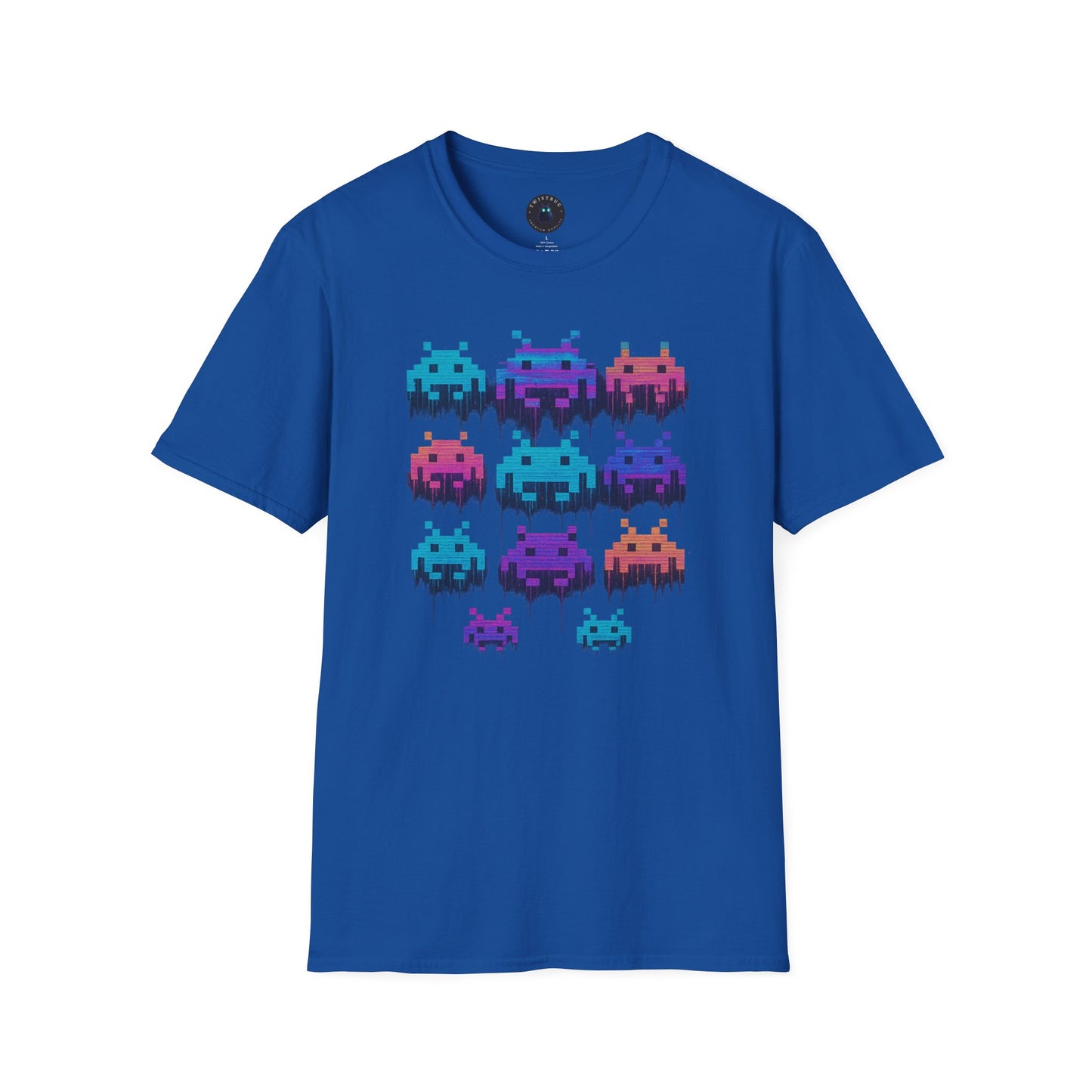 Pixel Invaders Glitch T-Shirt – Retro Arcade Space Aliens Tee