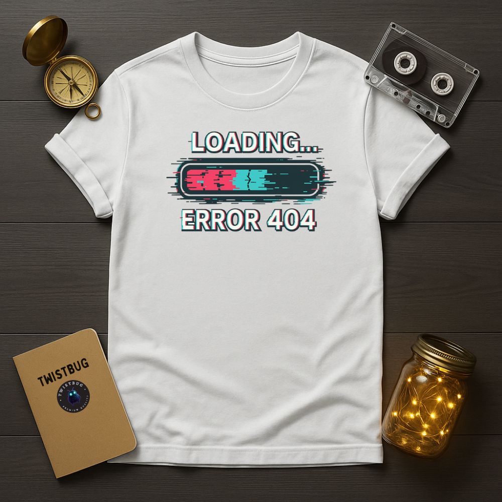 Loading… Error 404 T-Shirt – Glitch Progress Bar Meme Tee