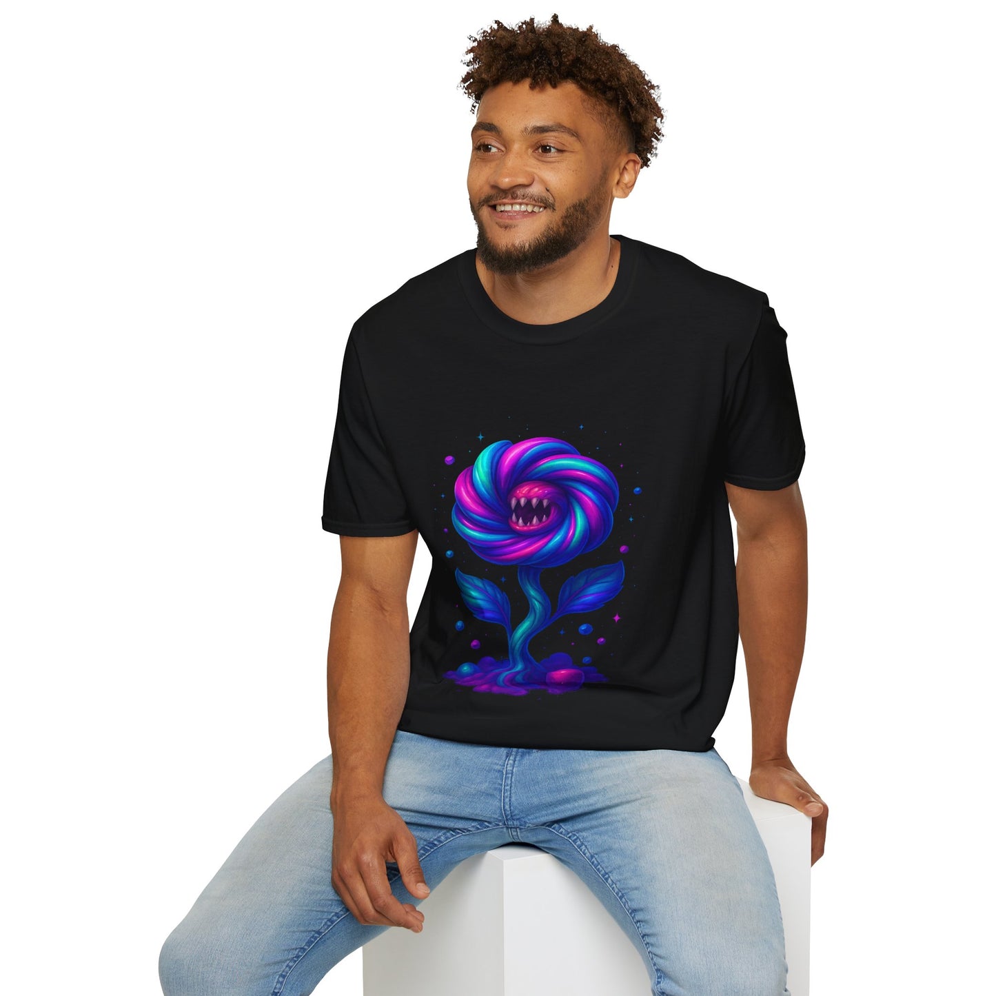 Colorful Floral Monster Unisex Softstyle T-Shirt - Vibrant Graphic Tee for Creative Souls