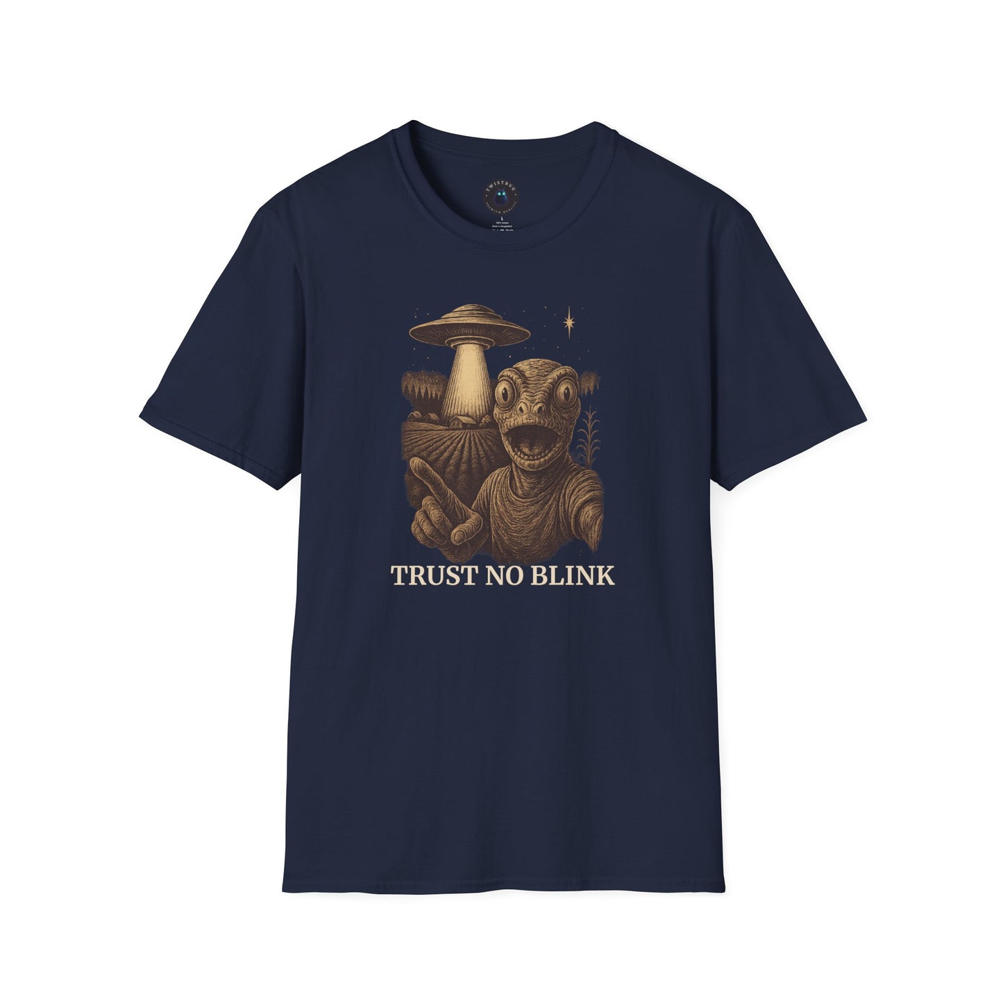 Trust No Blink T-Shirt | Retro UFO Surreal Graphic Tee