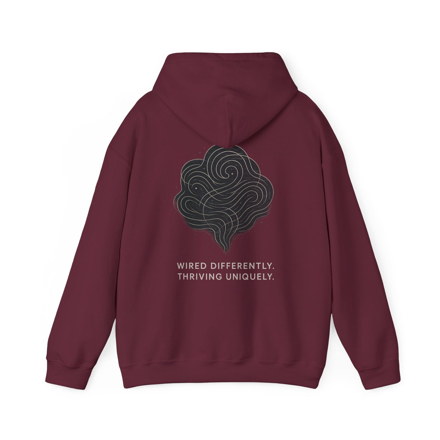 Neurodivergent Minimalist Hoodie – “Wired Differently” Soft-Line Brain Design